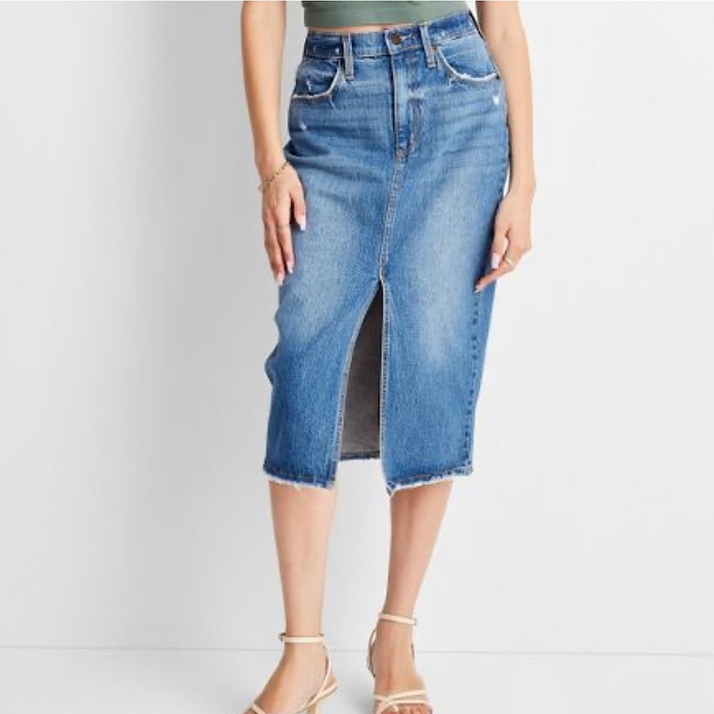 NWT Women's High-Rise Denim Midi Skirt - Universal Thread™